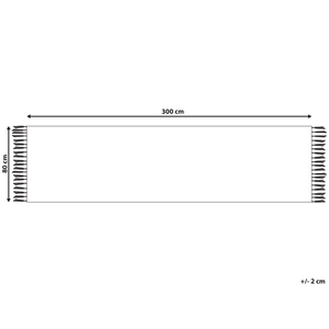 Tappeto Kilim multicolore in cotone 80 x 300 cm tessuto a mano a trama piatta reversibile con motivi geometrici e frange, tradizionale Boho, per il soggiorno e la camera da letto.