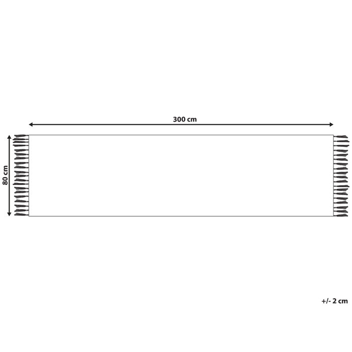 Tappeto Kilim multicolore in cotone 80 x 300 cm tessuto a mano a trama piatta reversibile con motivi geometrici e frange, tradizionale Boho, per il soggiorno e la camera da letto.