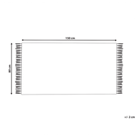 Tappeto Kilim multicolore in cotone 80 x 150 cm tessuto a mano a trama piatta reversibile con motivi geometrici e frange, tradizionale Boho, per il soggiorno e la camera da letto.