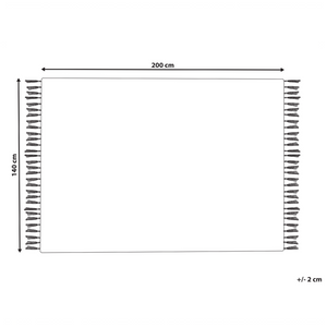 Tappeto Kilim multicolore in cotone 140 x 200 cm tessuto a mano a trama piatta reversibile con motivi geometrici e frange, tradizionale Boho, per il soggiorno e la camera da letto.