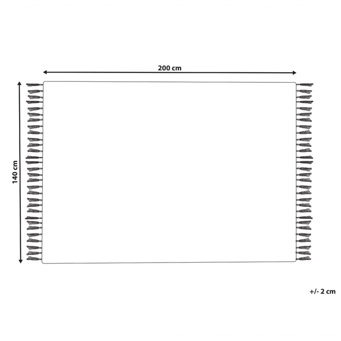 Tappeto Kilim multicolore in cotone 140 x 200 cm tessuto a mano a trama piatta reversibile con motivi geometrici e frange, tradizionale Boho, per il soggiorno e la camera da letto.
