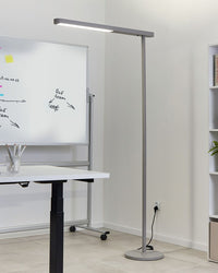 Lampada da terra a LED in metallo argentato con interruttore 186 cm soggiorno camera da letto