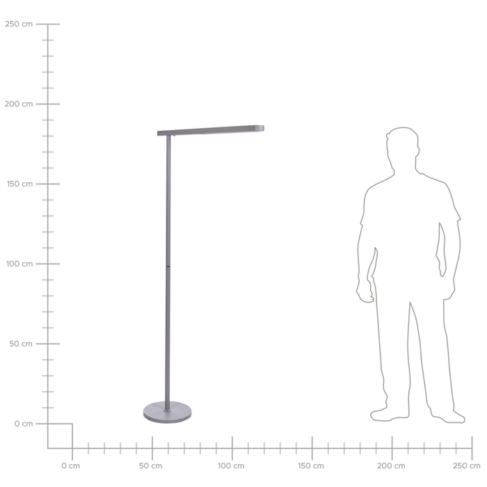Lampada da terra a LED in metallo argentato con interruttore 186 cm soggiorno camera da letto