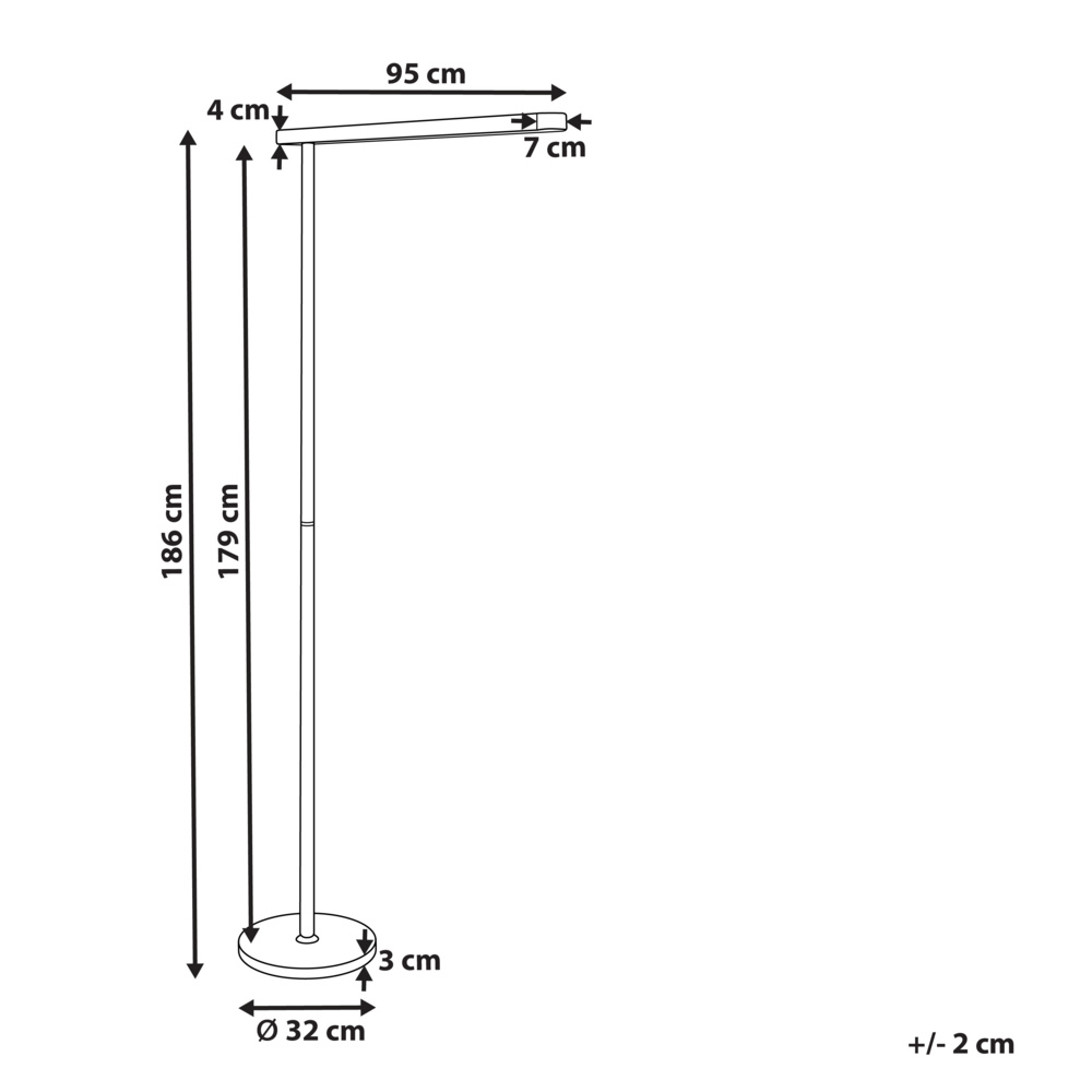 Lampada da terra a LED in metallo argentato con interruttore 186 cm soggiorno camera da letto
