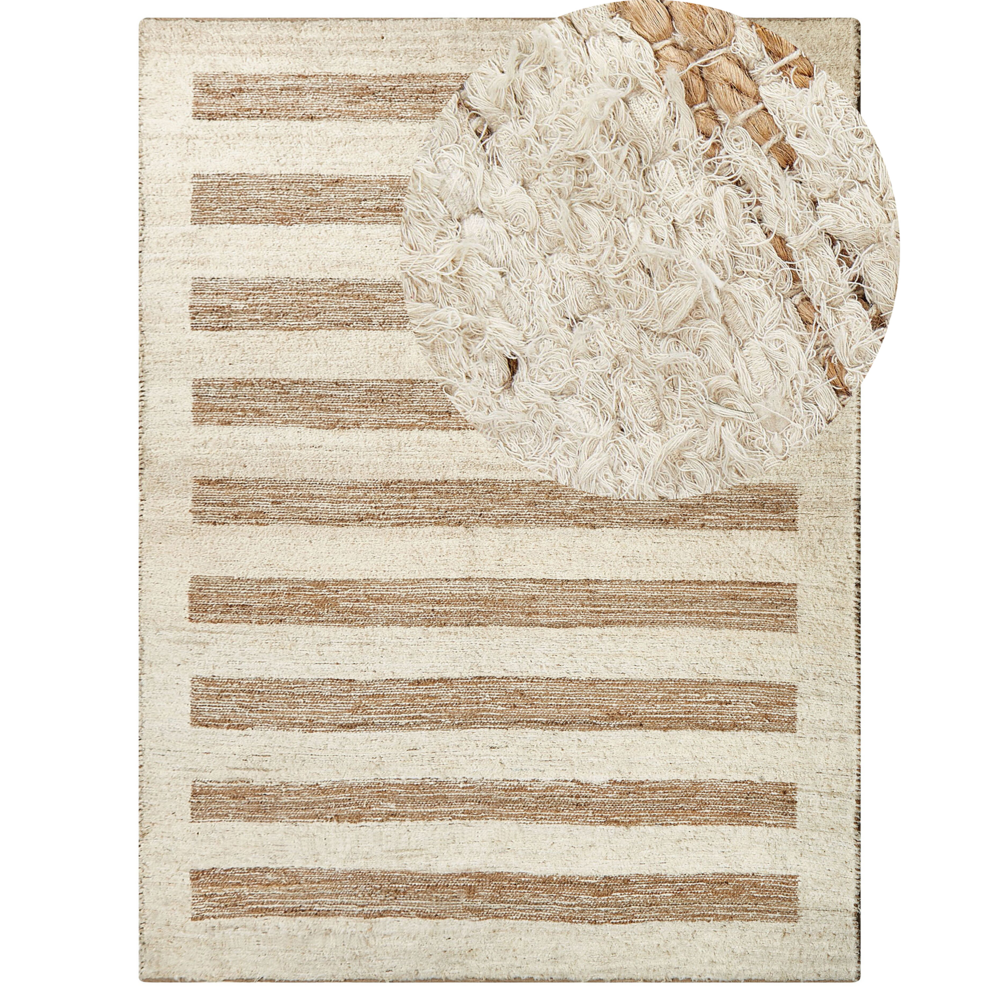 Tappeto Beige Juta e Cotone 300 x 400 cm Taglio Shuttle Paddle Tessuto a mano Pavimento