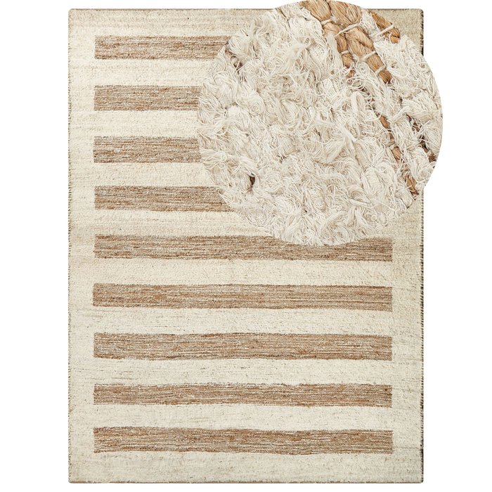 Tappeto Beige Juta e Cotone 300 x 400 cm Taglio Shuttle Paddle Tessuto a mano Pavimento