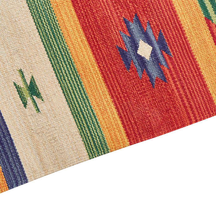 Tappeto kilim in cotone rosso beige con nappe 140 x 200 cm soggiorno camera da letto