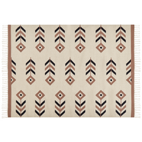 Tappeto Kilim Beige e Nero in cotone 200 x 300 cm a pelo basso Rettangolare reversibile Soggiorno moderno Camera da letto