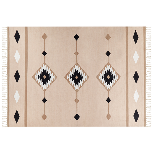 Tappeto Kilim Runner in cotone multicolore 200 x 300 cm con motivo a pelo basso reversibile Rettangolare tessuto a mano Moderno Soggiorno Camera da letto Corridoio