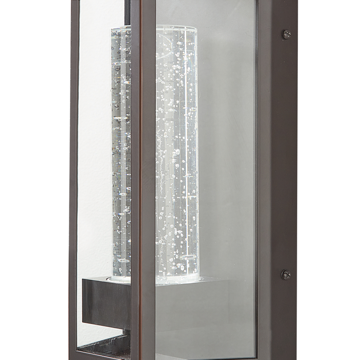 Lampada da parete esterna a LED in metallo marrone e vetro con sensore di movimento stile moderno