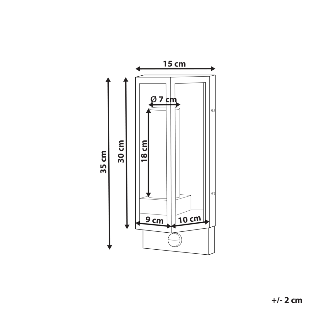 Lampada da parete esterna a LED in metallo marrone e vetro con sensore di movimento stile moderno