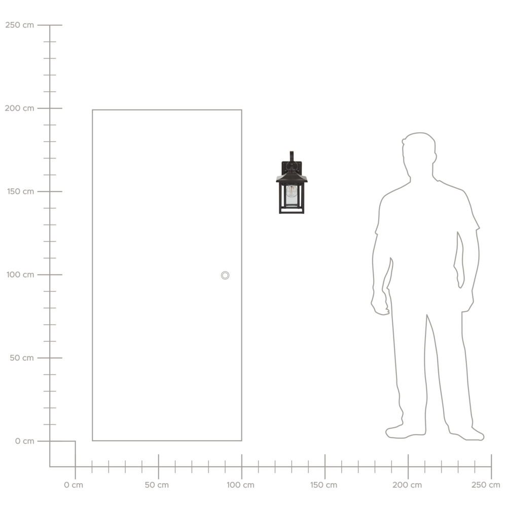 Lampada da parete esterna in metallo nero e vetro 34 cm stile tradizionale giardino