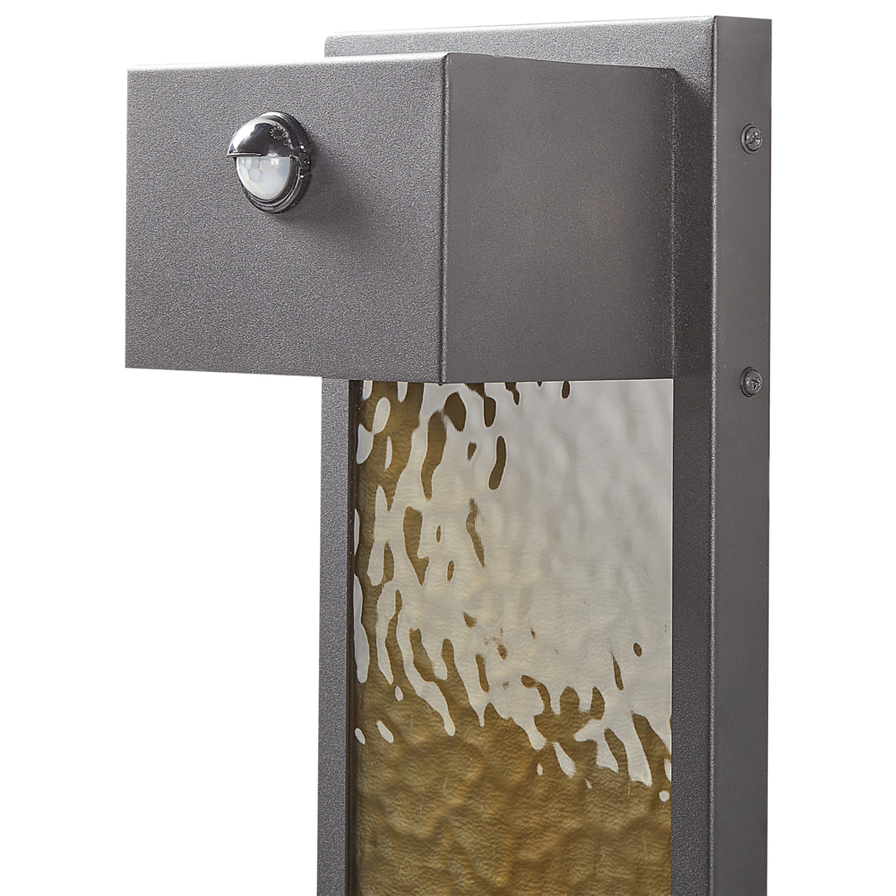 Lampada da parete esterna a LED in metallo grigio e vetro con sensore 40 cm stile moderno contemporaneo