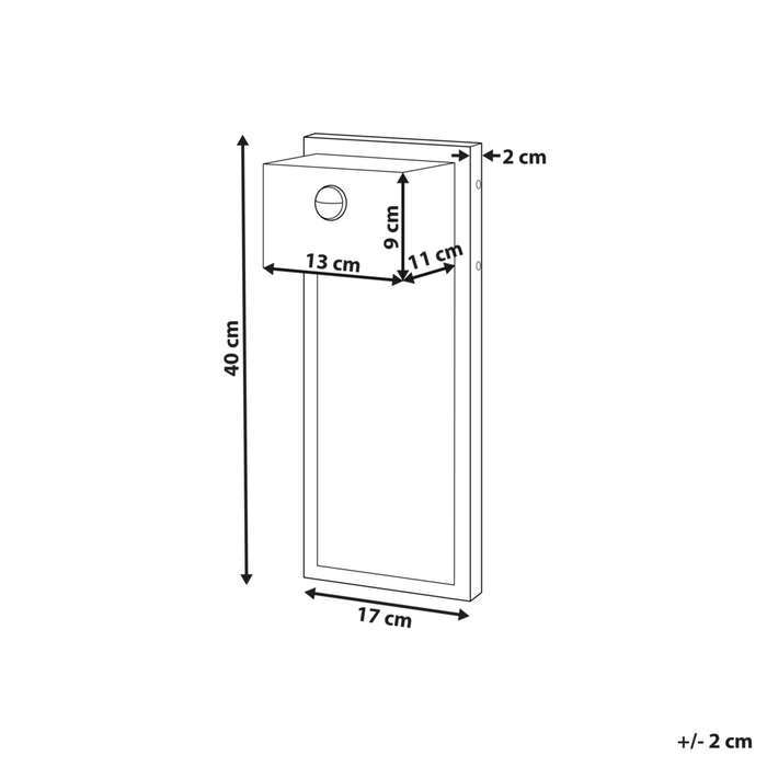 Lampada da parete esterna a LED in metallo grigio e vetro con sensore 40 cm stile moderno contemporaneo