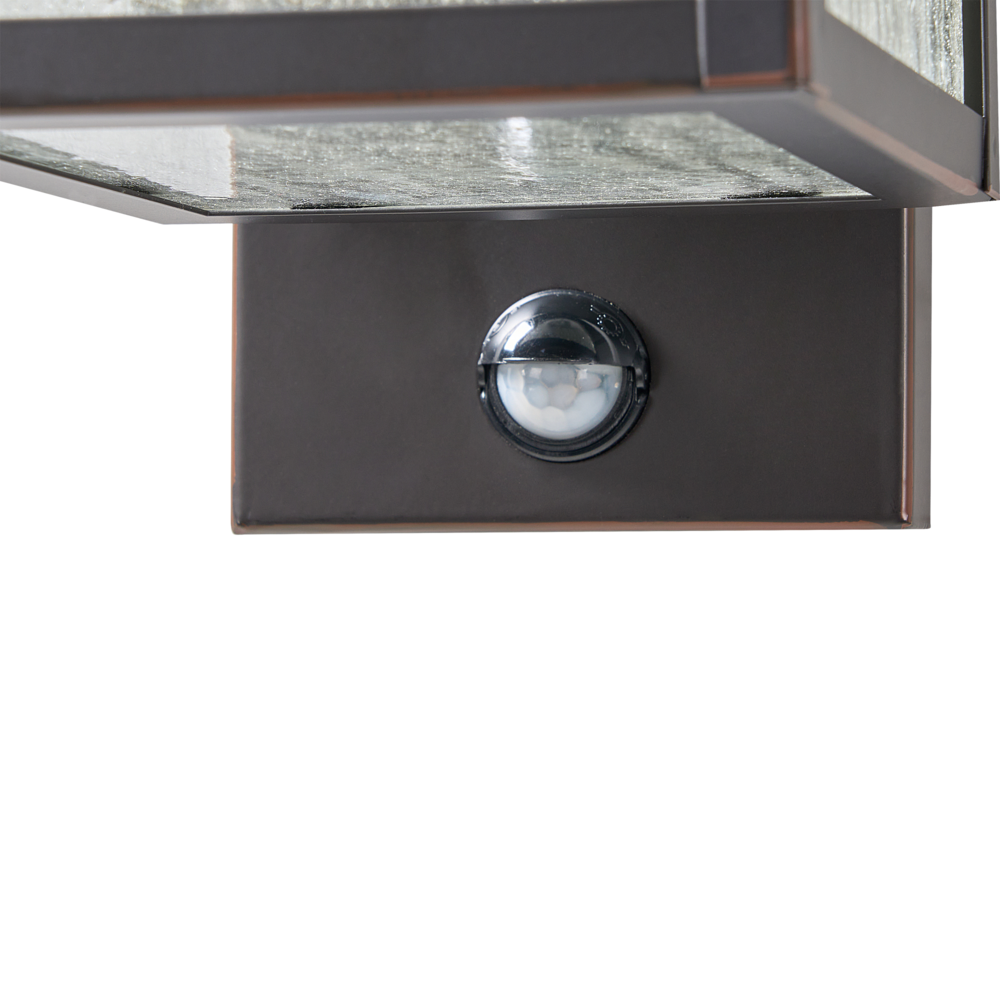 Lampada da parete da esterno in metallo e vetro con sensore di movimento 37 cm giardino esterno