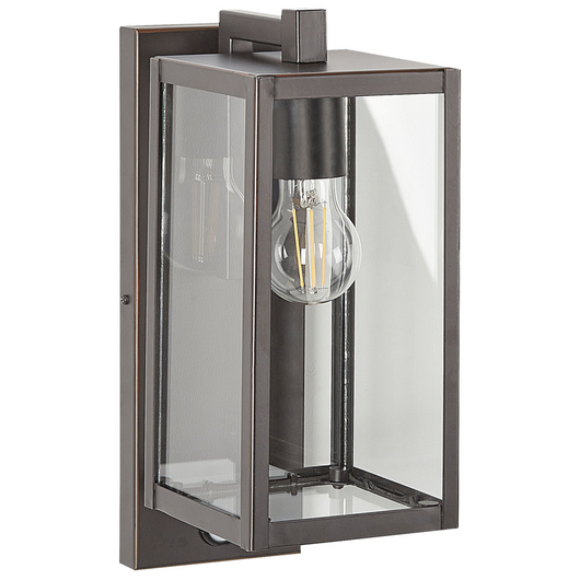 Lampada da parete esterna in metallo nero e vetro con sensore di movimento 33 cm stile moderno giardino