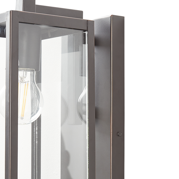 Lampada da parete esterna in metallo nero e vetro con sensore di movimento 33 cm stile moderno giardino