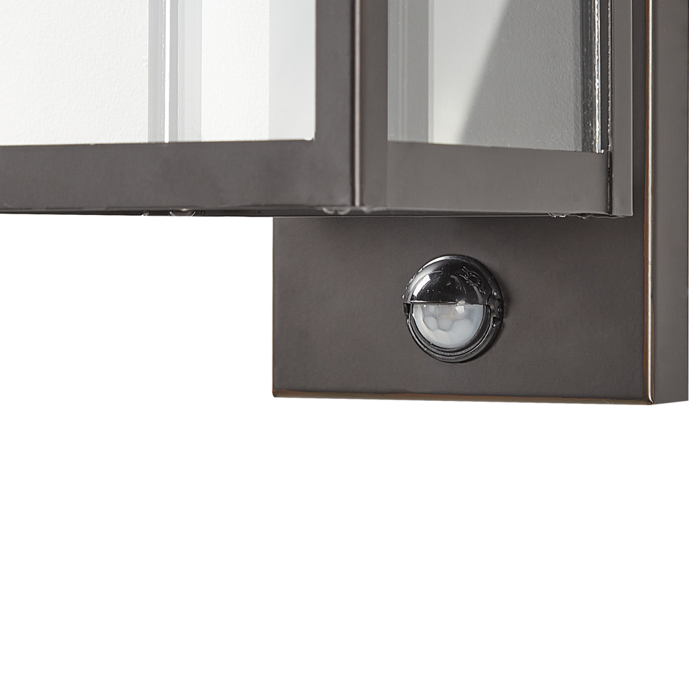 Lampada da parete esterna in metallo nero e vetro con sensore di movimento 33 cm stile moderno giardino
