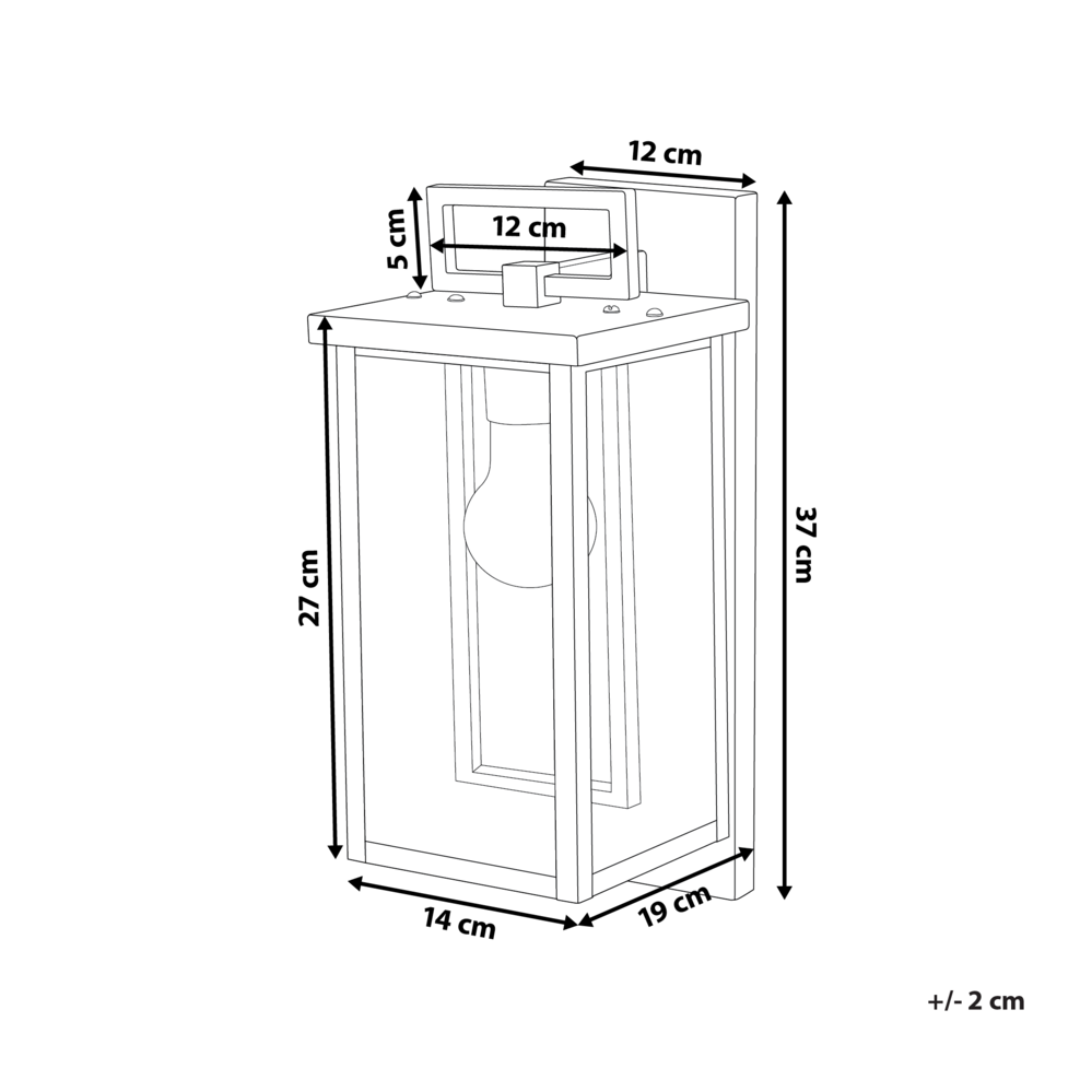 Lampada da parete da esterno in metallo e vetro con sensore di movimento 37 cm giardino esterno