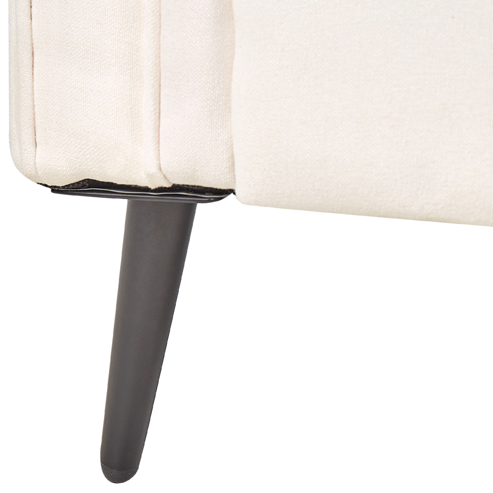 Poltrona Rivestimento in tessuto bianco Gambe in metallo nero Braccioli arrotolati Sfoderabili Stile retrò Soggiorno