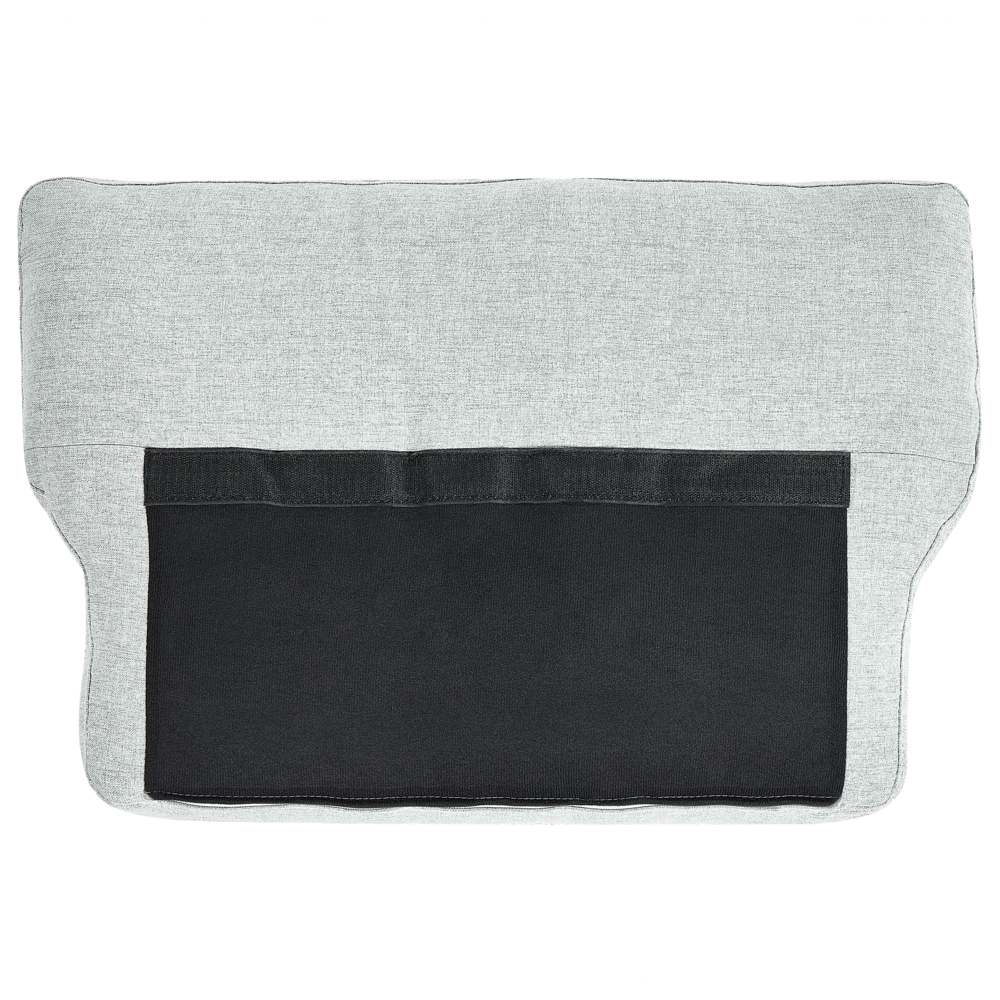 Poltrona Rivestimento in Tessuto Grigio Chiaro Gambe in Metallo nero Cuscini Seduta e Schienale Sfoderabili Stile Retrò Glam