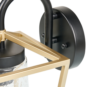 Lampada da parete per esterni in metallo nero e vetro dorato 33 cm applique da giardino