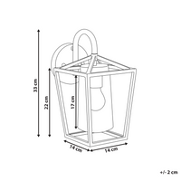 Lampada da parete per esterni in metallo nero e vetro dorato 33 cm applique da giardino