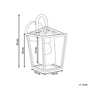 Lampada da parete per esterni in metallo nero e vetro dorato 33 cm applique da giardino