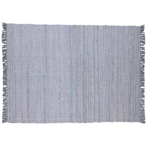 Tappeto di pezza in cotone grigio 160 x 230 cm con frangia rettangolare fatto a mano Boho eclettico
