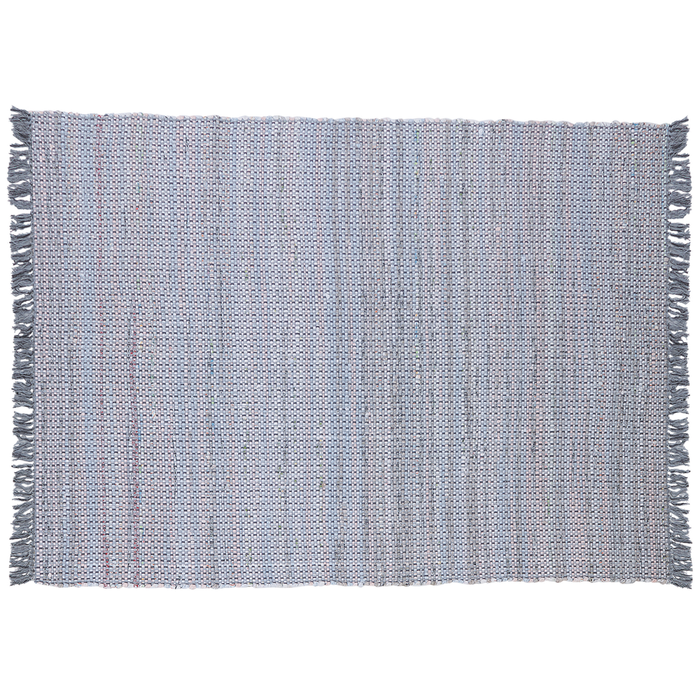 Tappeto di pezza in cotone grigio 160 x 230 cm con frangia rettangolare fatto a mano Boho eclettico