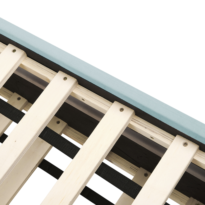 Letto singolo con secondo letto a scomparsa in velluto e telaio con doghe verde menta 90x200cm camera da letto cameretta