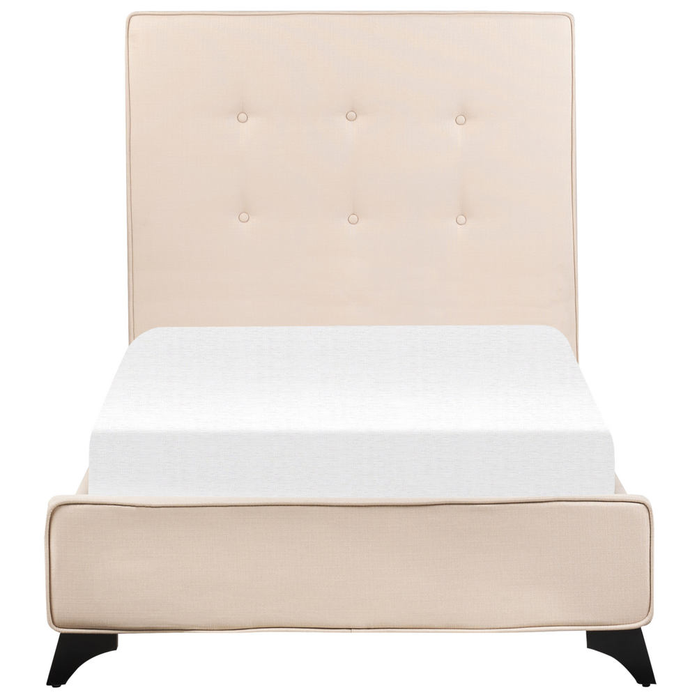 Letto singolo beige 90 x 200 cm imbottito in stile scandinavo