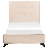 Letto singolo beige 90 x 200 cm imbottito in stile scandinavo