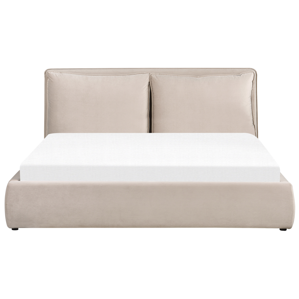Letto matrimoniale colore beige con vano contenitore 180 x 200 cm camera da letto moderna