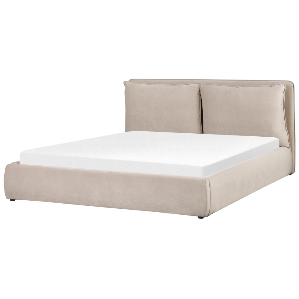 Letto matrimoniale colore beige con vano contenitore 180 x 200 cm camera da letto moderna