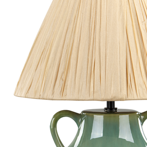Lampada da tavolo in ceramica verde e bianca 53 cm Paralume a cono in carta naturale Comodino Soggiorno Camera da letto Illuminazione