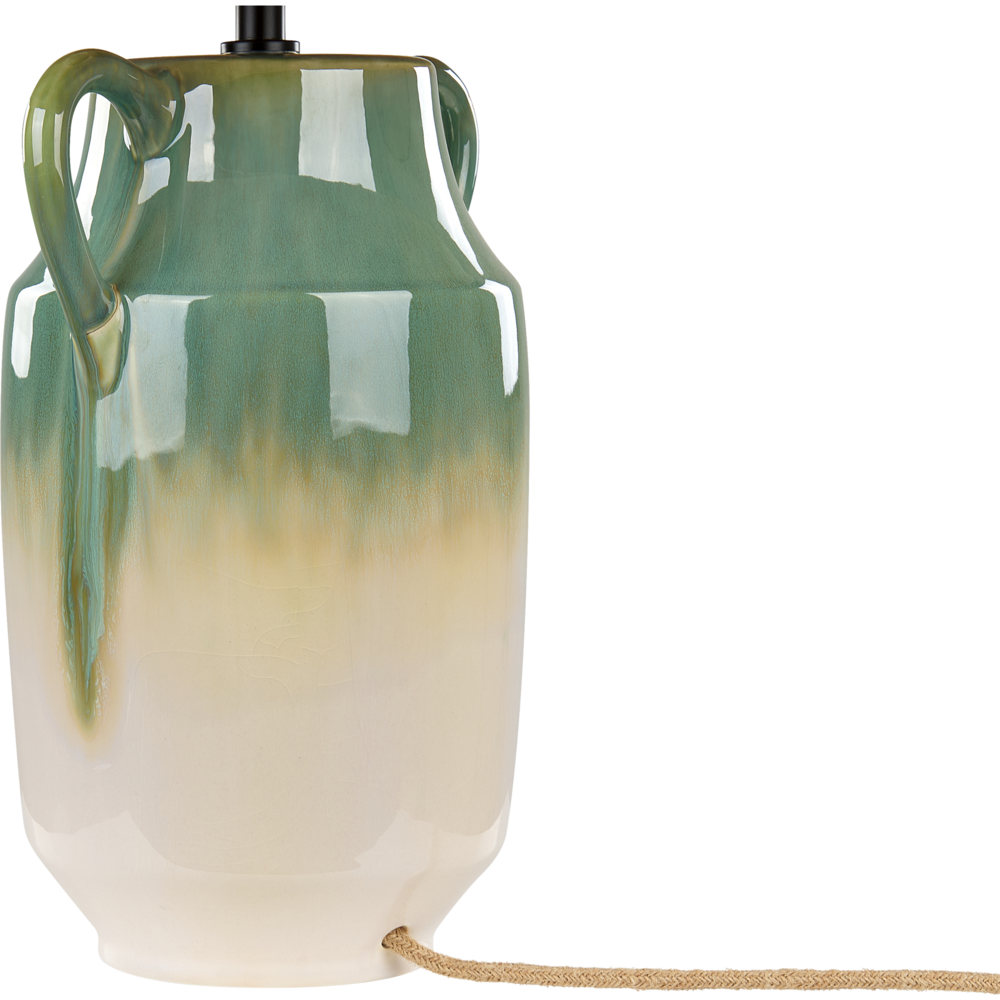 Lampada da tavolo in ceramica verde e bianca 53 cm Paralume a cono in carta naturale Comodino Soggiorno Camera da letto Illuminazione