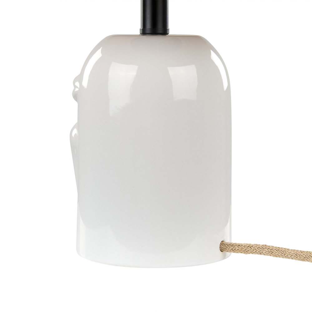 Lampada da tavolo Base in ceramica bianca Paralume in carta naturale Luce da comodino