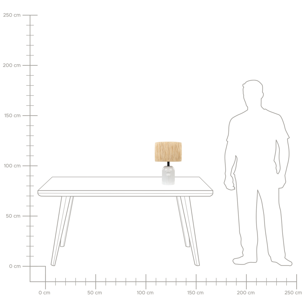 Lampada da tavolo Base in ceramica bianca Paralume in carta naturale Luce da comodino
