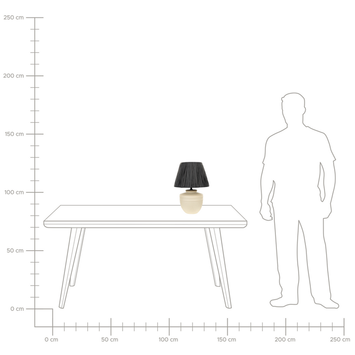 Lampada da tavolo Beige Ceramica 44 cm Paralume a cono in carta nera Comodino Soggiorno Camera da letto Illuminazione