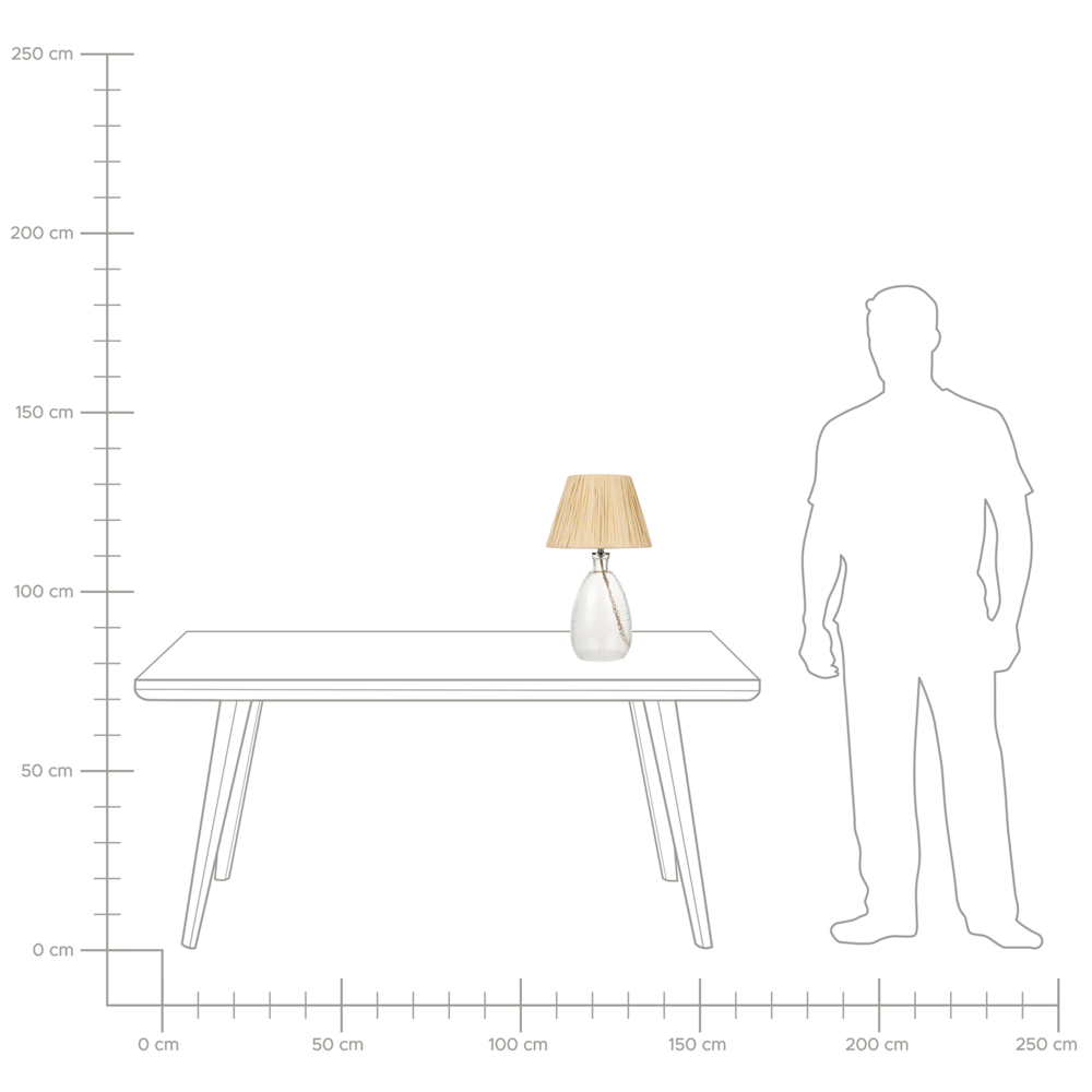 Lampada da tavolo con base in vetro trasparente e paralume naturale Luce da comodino