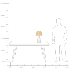 Lampada da tavolo con base in vetro trasparente e paralume naturale Luce da comodino