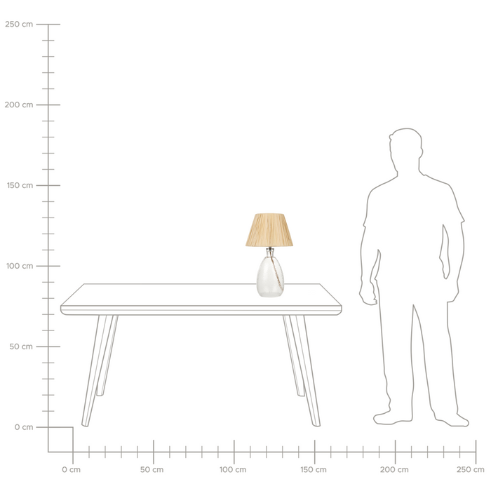 Lampada da tavolo con base in vetro trasparente e paralume naturale Luce da comodino
