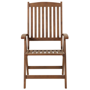 Sedia da giardino in legno di acacia scuro regolabile pieghevole per esterni in stile rustico