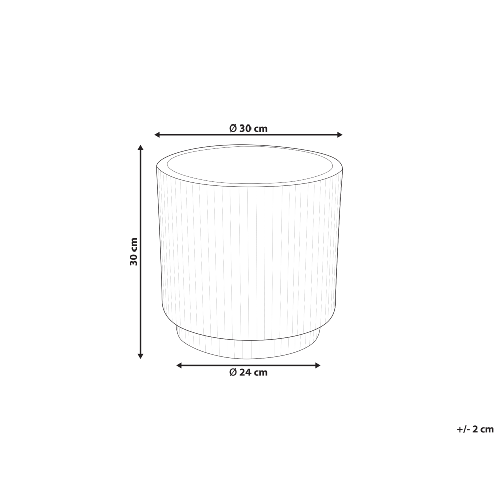 Vaso in argilla Taupe Fibra Vaso per piante da giardino 30 x 30 x 30 cm Foro di drenaggio Finitura verticale a coste Giardino esterno Patio