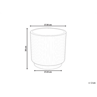 Vaso in argilla Taupe Fibra Vaso per piante da giardino 30 x 30 x 30 cm Foro di drenaggio Finitura verticale a coste Giardino esterno Patio