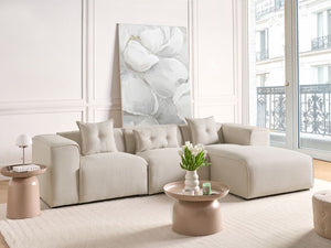 Divano Angolare color Beige chiaro 3 Posti Cuscini Extra stile moderno soggiorno