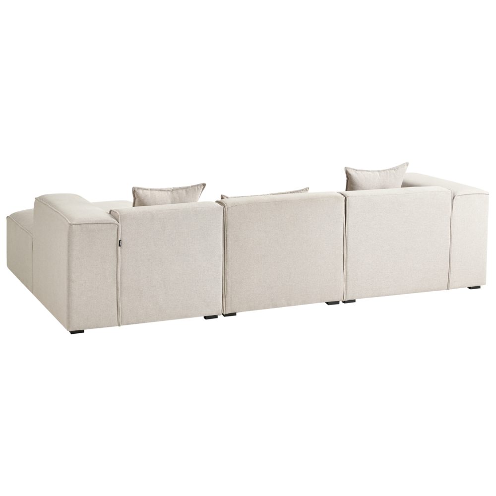 Divano Angolare color Beige chiaro 3 Posti Cuscini Extra stile moderno soggiorno