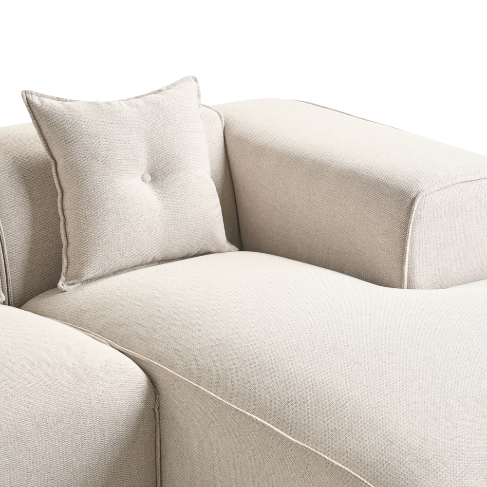 Divano Angolare color Beige chiaro 3 Posti Cuscini Extra stile moderno soggiorno