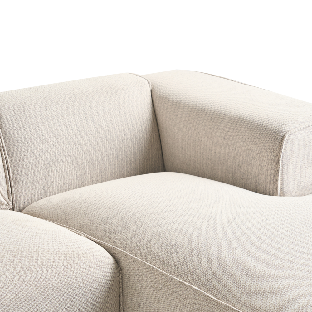 Divano Angolare color Beige chiaro 3 Posti Cuscini Extra stile moderno soggiorno